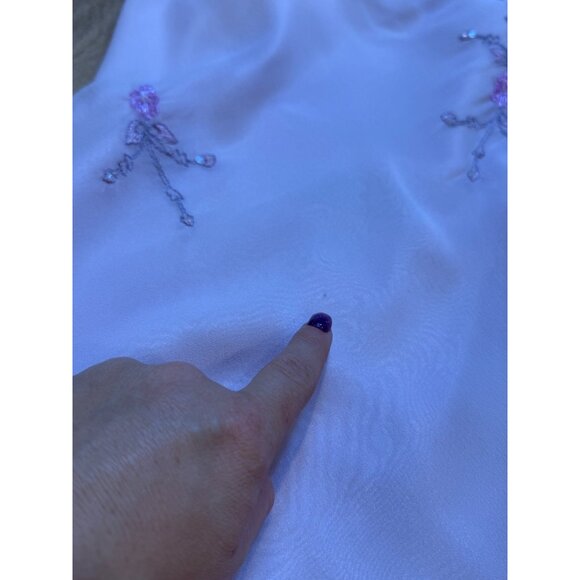 Vintage Y2K 90s Silk Scoop Neck Dress Romantic Fairy Whimsigoth Purple Lilac Bea - Picture 12 of 13